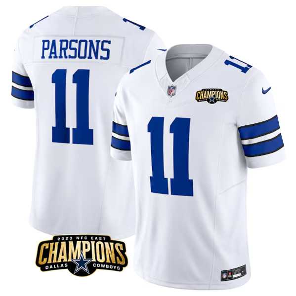 Men & Women & Youth Dallas Cowboys #11 Micah Parsons White 2023 F.U.S.E. NFC East Champions Patch Stitched Jersey